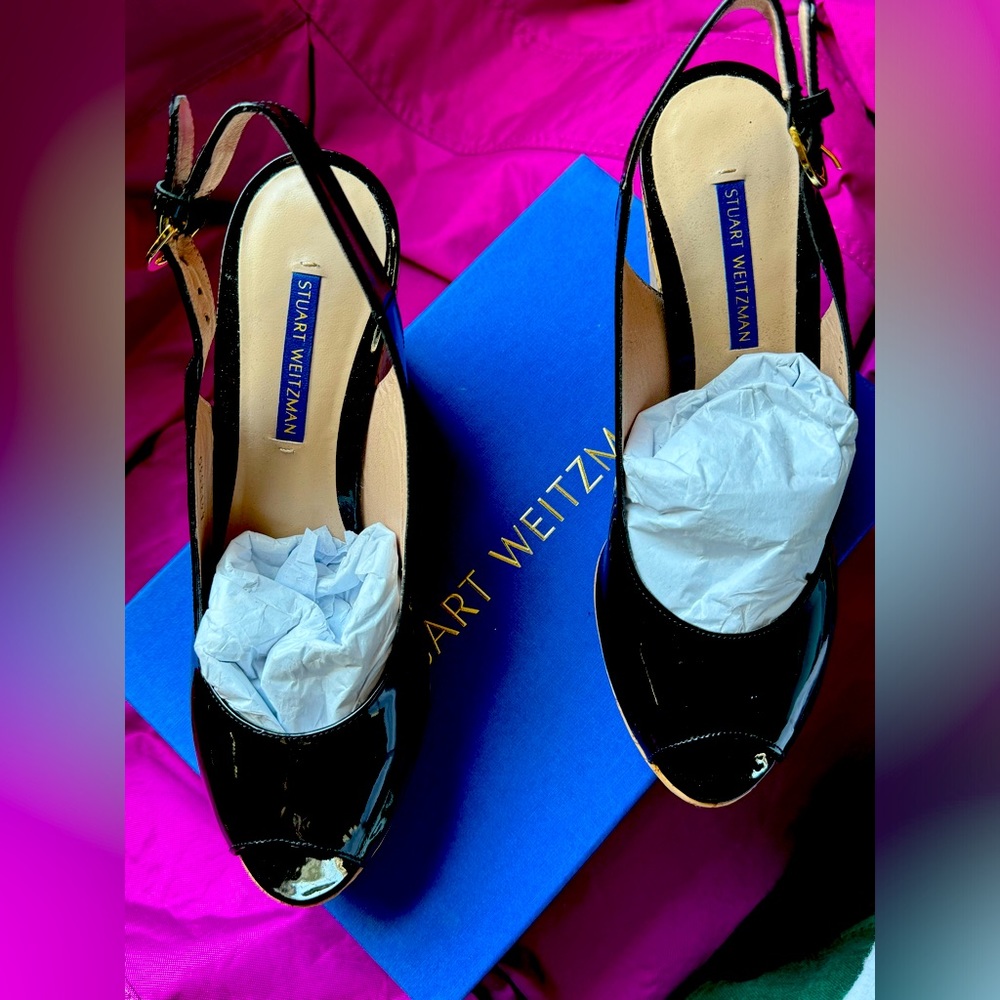 Stuart Weitzman Jane patent leather sling backs. Size 7.5. Never worn.